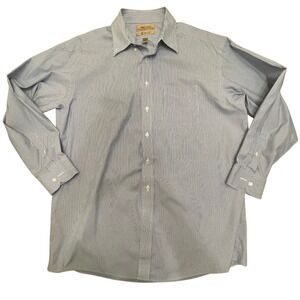 Roundtree & Yorke 80s Non-Iron Pinpoint Dress Shirt Striped Blue‎ White 17 34